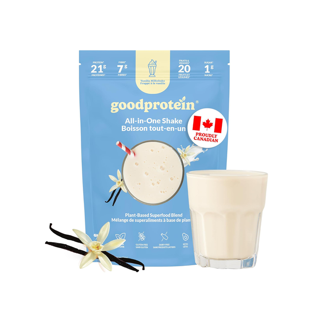 Goodprotein Shake tout-en-un, mélange de superaliments à base de plantes, milkshake à la vanille | 440 g