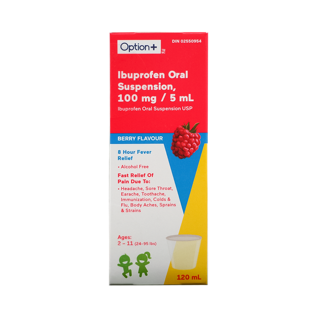 Option+ Kids 2-11 Ibuprofen Oral Suspension 100 mg per 5 mL | 120 mL