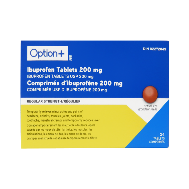 Option+ Ibuprofen 200 mg Regular Strength | 24 Tablets