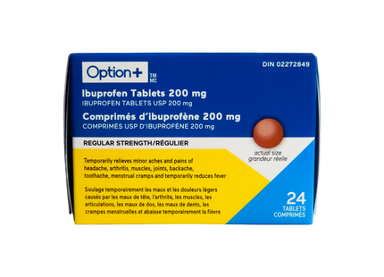 Option+ Ibuprofen 200 mg Regular Strength | 24 Tablets