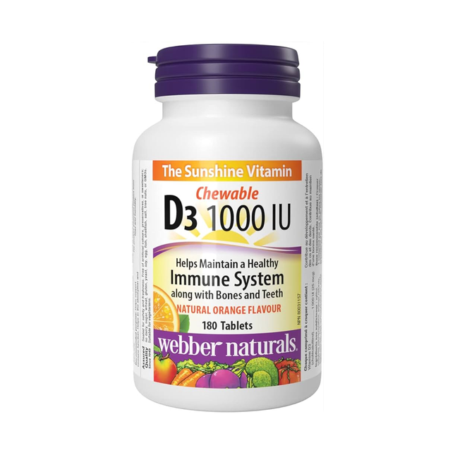 Webber Naturals - Vitamine D3 1000 UI à croquer | 180 comprimés à croquer