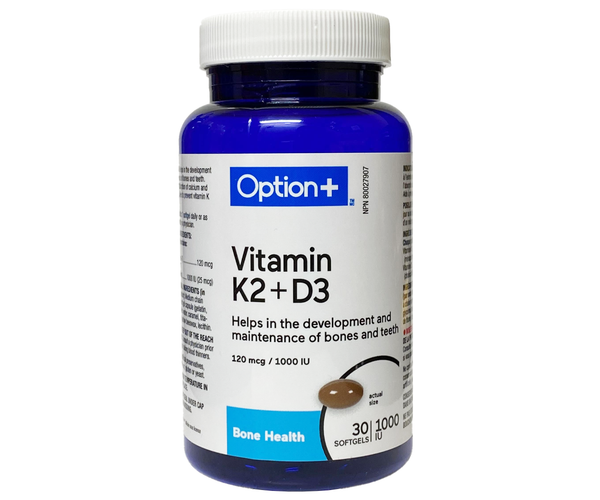 Option+ K2+D3 1000 IU | 30 Softgels – White Cross E-Store