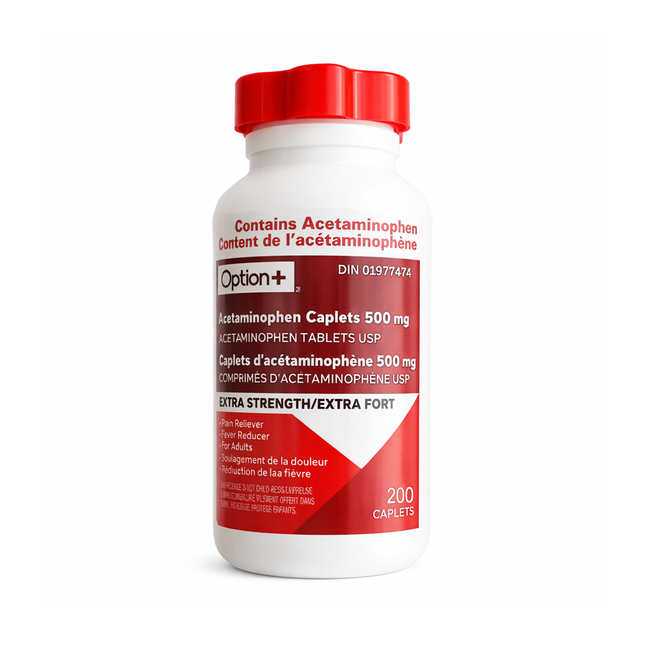 Option+ Acétaminophène extra-fort 500 mg | 200 caplets