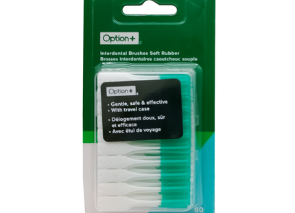 Option+ Brossettes interdentaires en caoutchouc souple | 80 bâtonnets