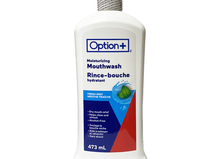 Option+ Moisturizing Mouthwash, Fresh Mint | 473 mL