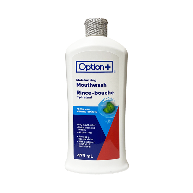Option+ Moisturizing Mouthwash, Fresh Mint | 473 mL