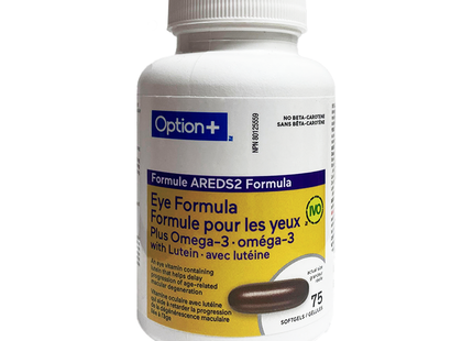 Option+ Eye Formula Plus Omega-3 With Lutein | 75 Softgels