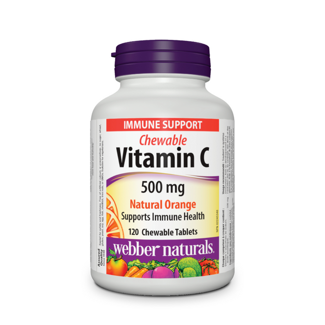 Webber Naturals - Chewable Vitamin C Tablets 500 MG - Natural Orange | 120 Chewable Tablets