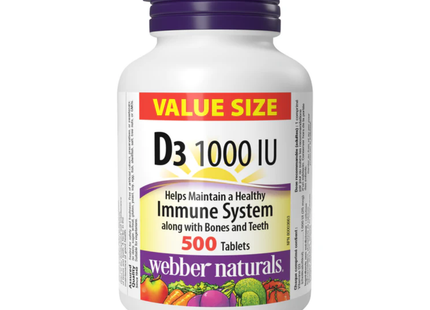 Webber Naturals - D3 1000 UI Système immunitaire | 500 comprimés