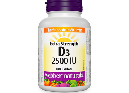 Webber Naturals - Vitamin D3 2500IU - Extra Strength | 180 Tablets