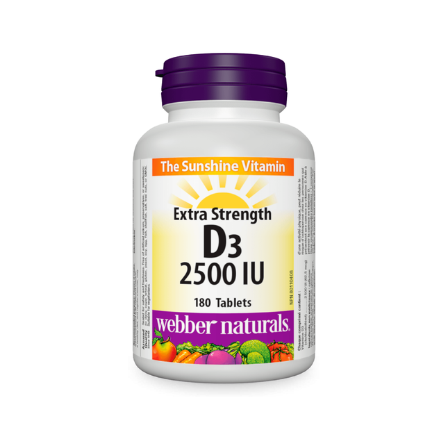 Webber Naturals - Vitamine D3 2500 UI - Extra fort | 180 comprimés