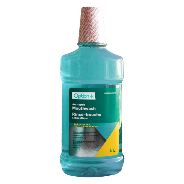 Option+ Antiseptic Mouthwash, Cool Blue Mint | 1L