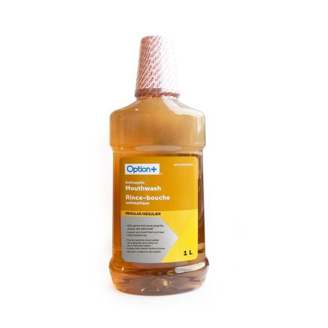 Option+ Antiseptic Mouthwash, Regular | 1 L