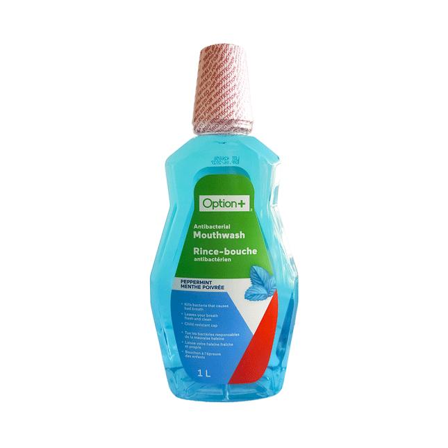 Option+ Antibacterial Mouthwash, Peppermint | 1 L