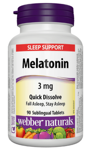 Webber Naturals Melatonin 3 mg Quick Dissolve | 90 Sublingual Tablets