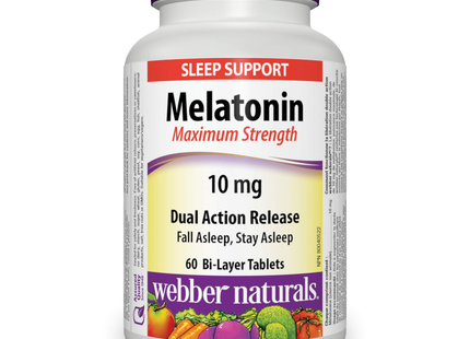 Webber Naturals - Melatonin Dual Action 10MG - Maximum Strength | 60 Tablets
