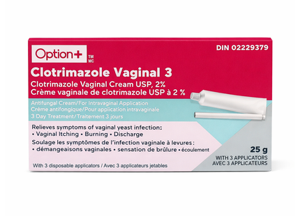 Option+ Clotrimazole Vaginal Cream USP 2% 3 Day Treatment | 25 g