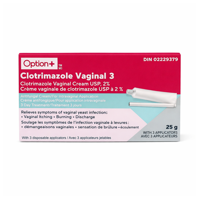 Option+ Clotrimazole Vaginal Cream USP 2% 3 Day Treatment | 25 g