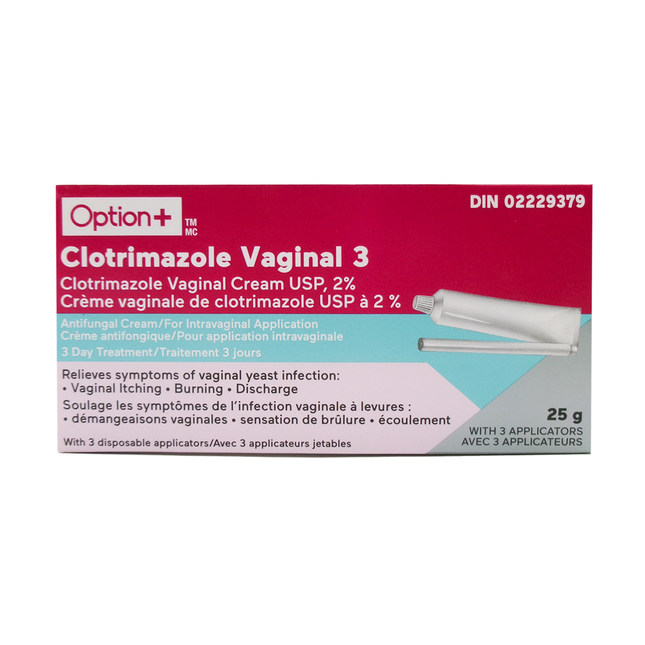 Option+ Clotrimazole Vaginal Cream USP 2% 3 Day Treatment | 25 g