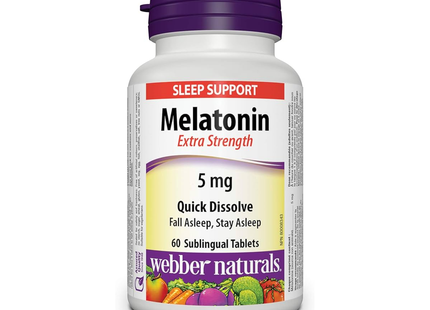 Webber Naturals - Melatonin Extra Strength 5 mg Quick Dissolve | 60 Sublingual Tablets