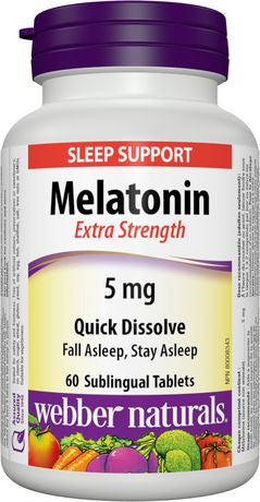 Webber Naturals Mélatonine Extra Forte 5 mg Dissolution Rapide | 60 comprimés sublinguaux
