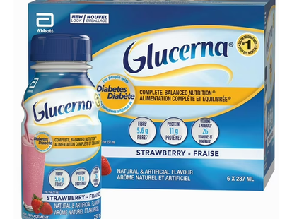 Glucerna - Meal Replacement Shake For Diabetes, Strwberry | 6 x 237 mL