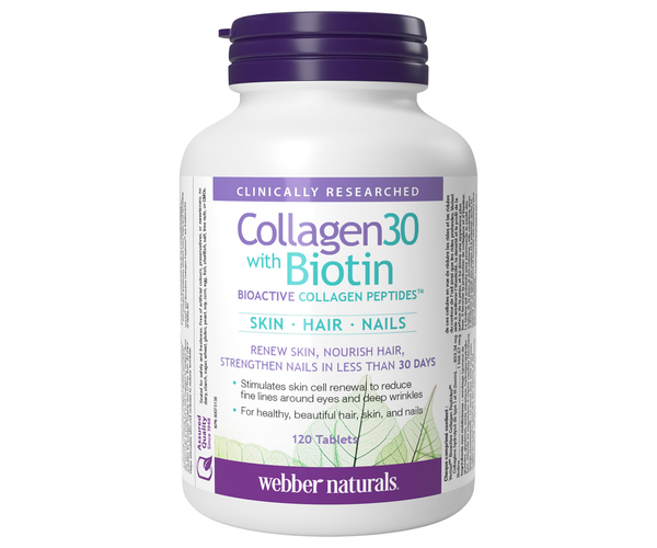 Webber Naturals - Collagen 30 with Biotin for Skin, Hair & Nails | 120 ...