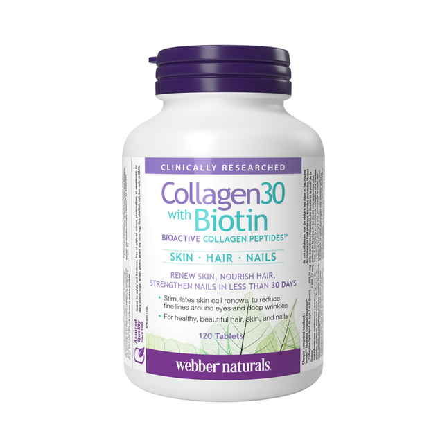 Webber Naturals - Collagen 30 with Biotin for Skin, Hair & Nails | 120 Tablets