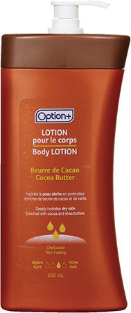 Option+ Lotion pour le corps au beurre de cacao | 600 ml