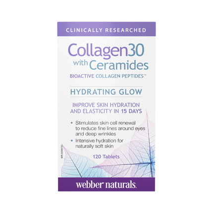 Webber Naturals - Collagen 30 with Ceramides Bioactive Collagen Peptides | 120 Tablets