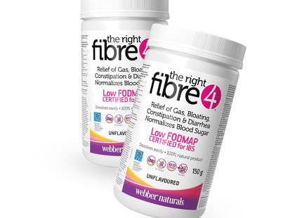 2 PACK Webber Naturals Fiber 4 for Intestinal Discomfort - Unflavoured | 150 g