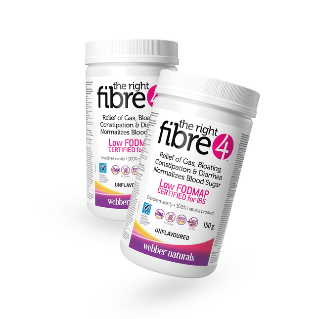 2 PACK Webber Naturals Fiber 4 for Intestinal Discomfort - Unflavoured | 150 g