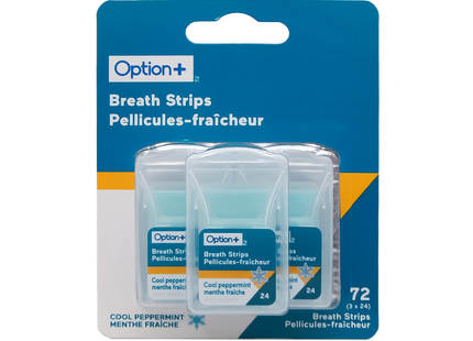 Option+ Breath Strips, Cool Peppermint | 72 Breath Strips