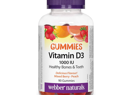 Webber Naturals - Vitamin D3 Gummies 1000 IU, Mixed Berry & Peach | 90 Gummies