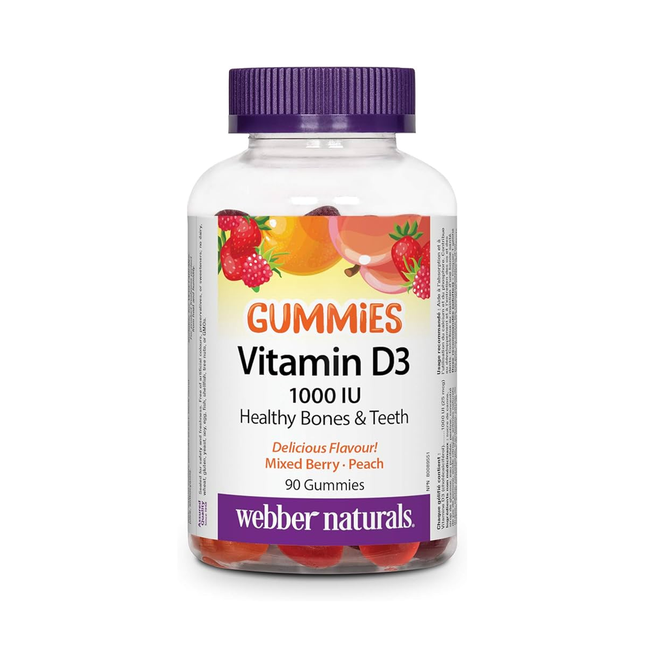 Webber Naturals - Vitamin D3 Gummies 1000 IU, Mixed Berry & Peach | 90 Gummies