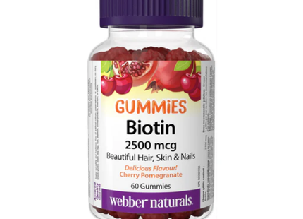 Webber Naturals Biotine 2500 mcg - Saveur Cerise Grenade | 60 gommes 