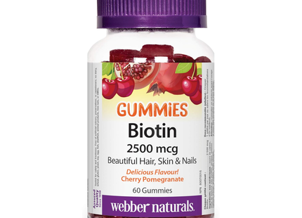 Webber Naturals - Biotine 2500 µg - Grenade cerise | 60 gommes