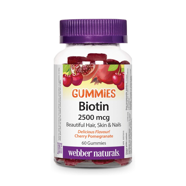 Webber Naturals - Biotine 2500 µg - Grenade cerise | 60 gommes