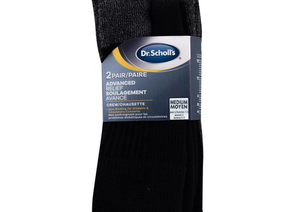 Dr. Scholl's - Advanced Relief Crew Socks Non-Biding Diabetic & Circulatory - Black | Medium