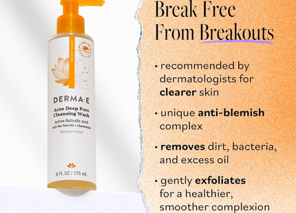 Derma E - Acne Pore Facial Cleanser, Tea Tree Oil + Chamomile | 175 mL
