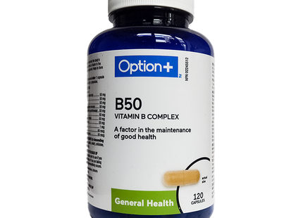 Option+ B50 Vitamin B Complex | 120 Capsules