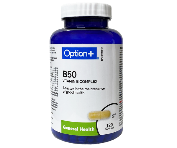 Option+ B50 Vitamin B Complex | 120 Capsules – White Cross E-Store