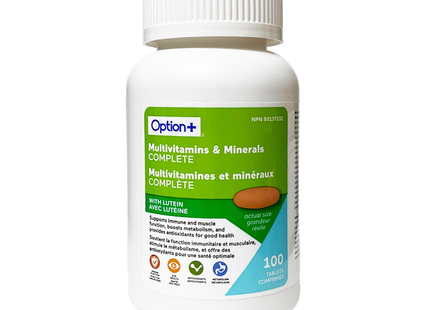 Option+ Multivitamins & Minerals Complete With Lutein | 100 Tablets