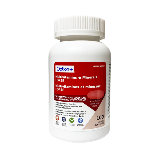 Option+ Multivitamins & Minerals FORTE With Lutein & Lycopene | 100 Tablets