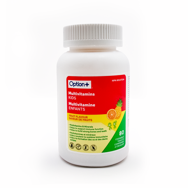 Option+ Kids Multivitamin, Fruit flavour | 80 Tablets
