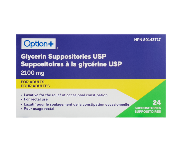 Option+ Glycerin Suppositories for Adults | 24 Suppositories – White ...