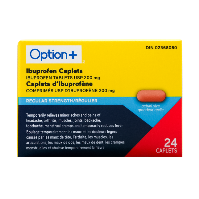 Option+ Ibuprofen 200 mg, Regular Strength | 24 Caplets