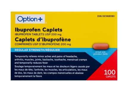 Option+ Comprimés d'ibuprofène 200 mg | 100 comprimés