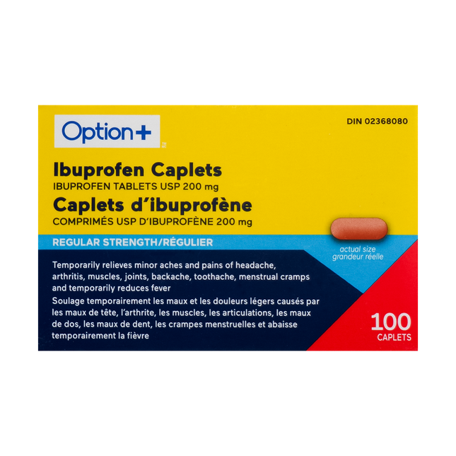 Option+ Comprimés d'ibuprofène 200 mg | 100 comprimés