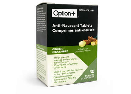 Option+ Ginger Anti Nauseant Tablets | 30 Tablets
